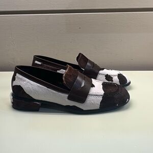 Pons Quintana cowhide leather White and Brown Loafers pony hair